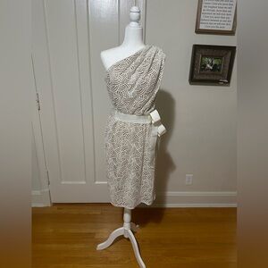 Tadashi Shoji 1 shoulder white side zip size 12 cocktail party dress evening